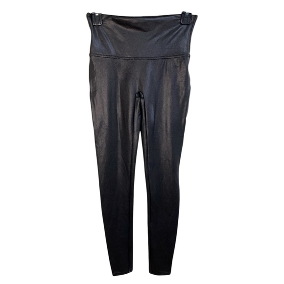 Spanx Faux Leather Leggings Black with Sub-Metallic Sheen Size M - Picture 3 of 7